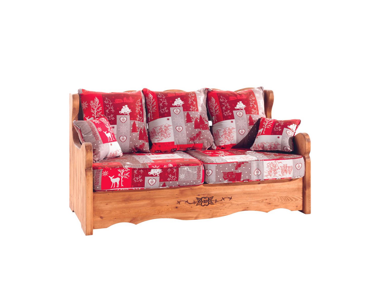 Divano a 2 posti in stile chalet di montagna con tessuto "Alaska" a scelta