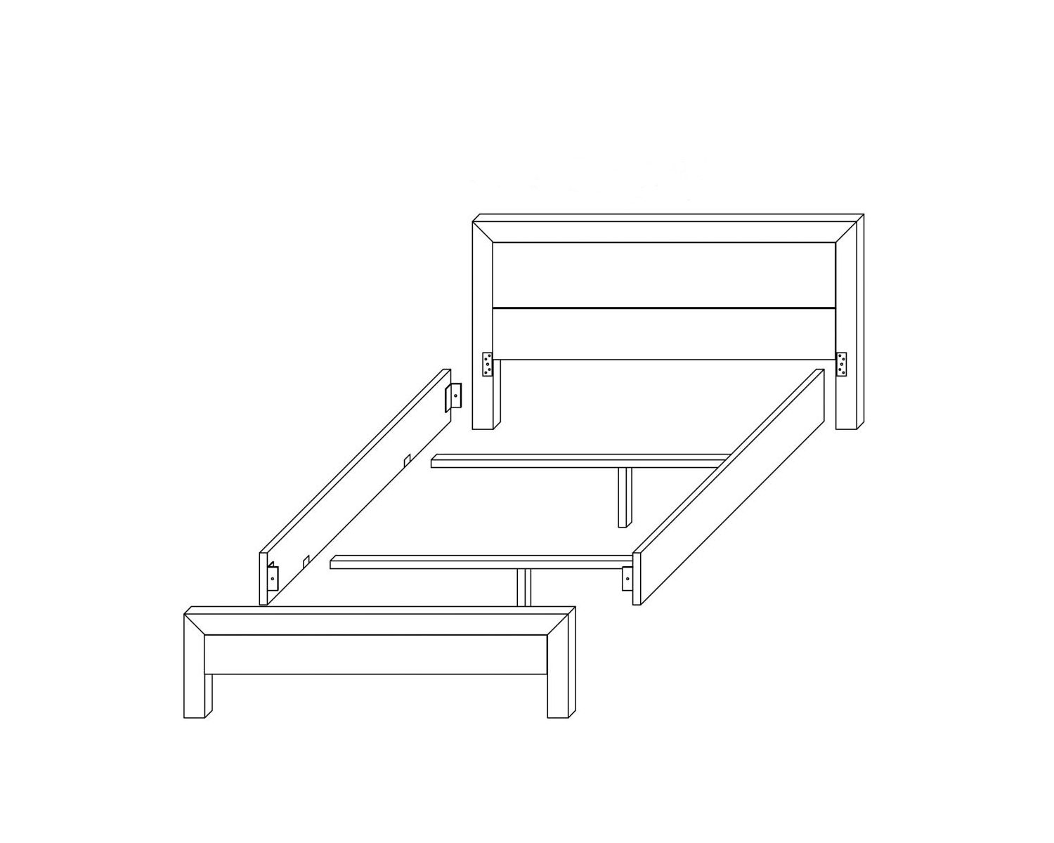 Letto industriale in metallo e rovere massiccio Queen Size 160x200 cm "Catania