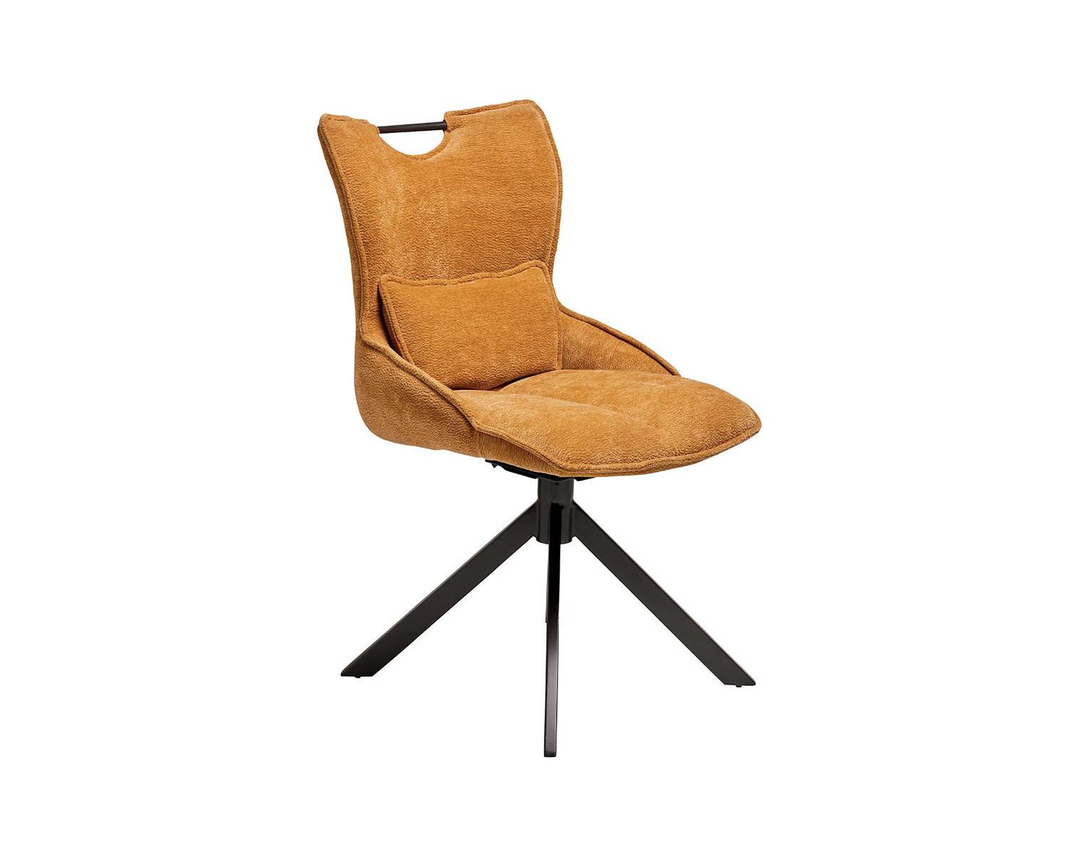 Set di 2 sedie in tessuto giallo senape su base girevole in metallo in stile retrò "Biorg