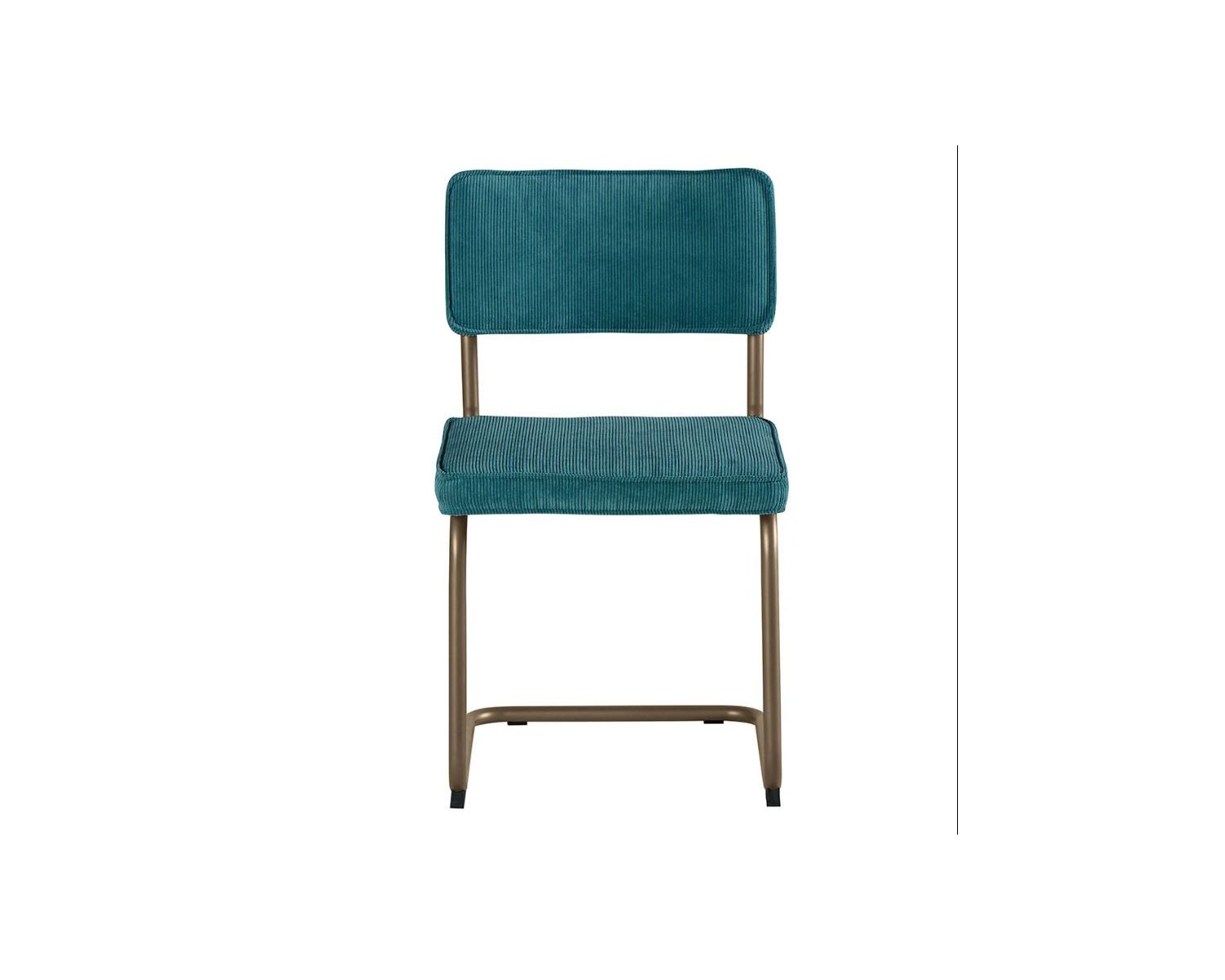 Set di 4 sedie pop "Caractère" in tessuto blu e metallo color rame