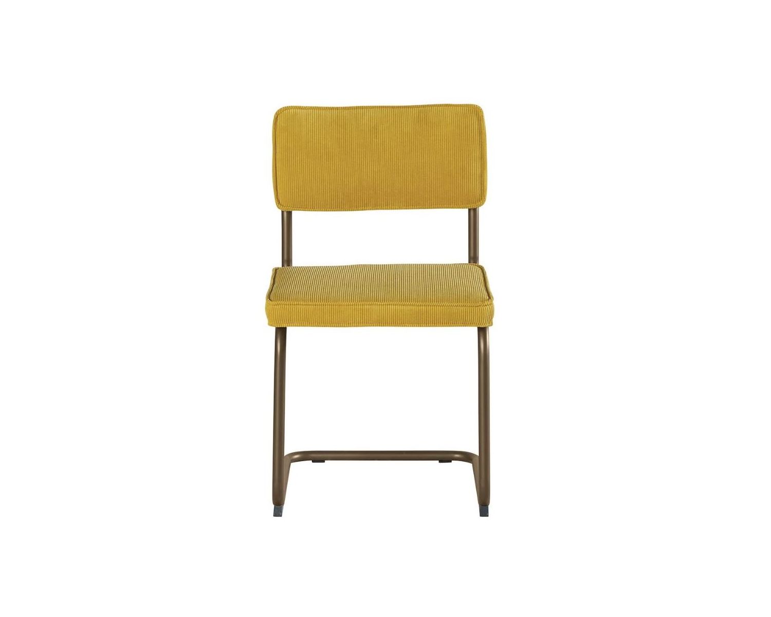 Set di 4 sedie vintage "Caractère" in tessuto giallo curry con finitura in metallo ramato