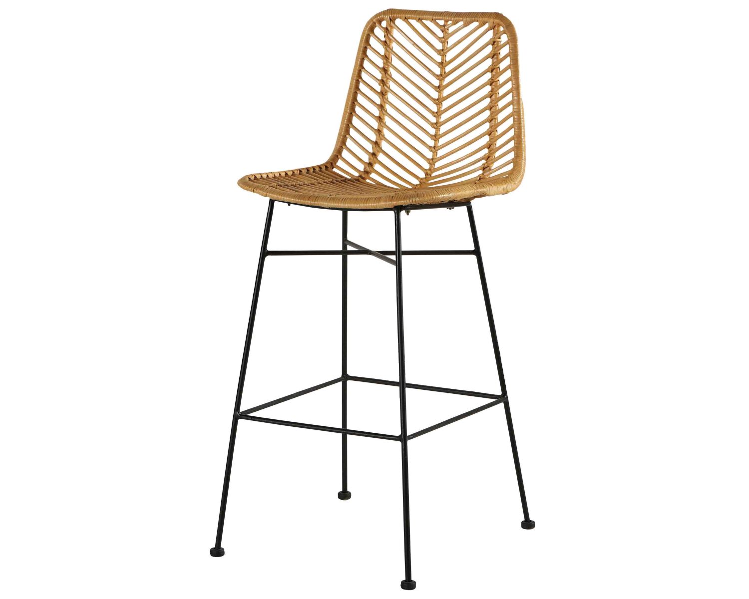 Sedia da bar in rattan con gambe in metallo