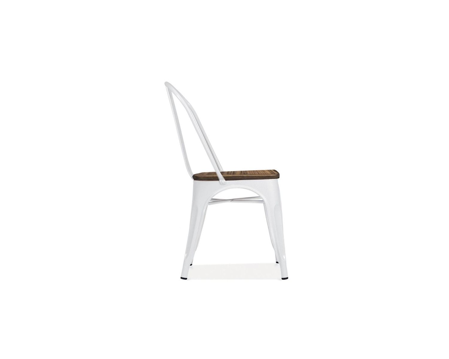 Sedia bistrot 'Industry' vintage in metallo bianco e legno massiccio