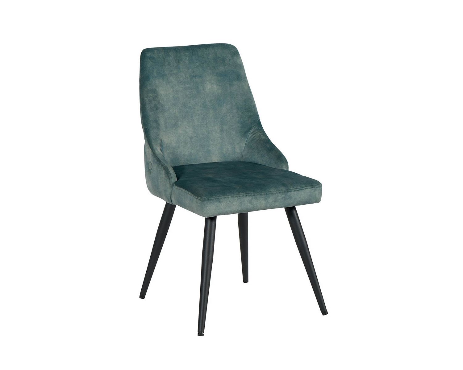 Set di 2 sedie "Casta" in stile vintage in metallo nero e tessuto blu petrolio