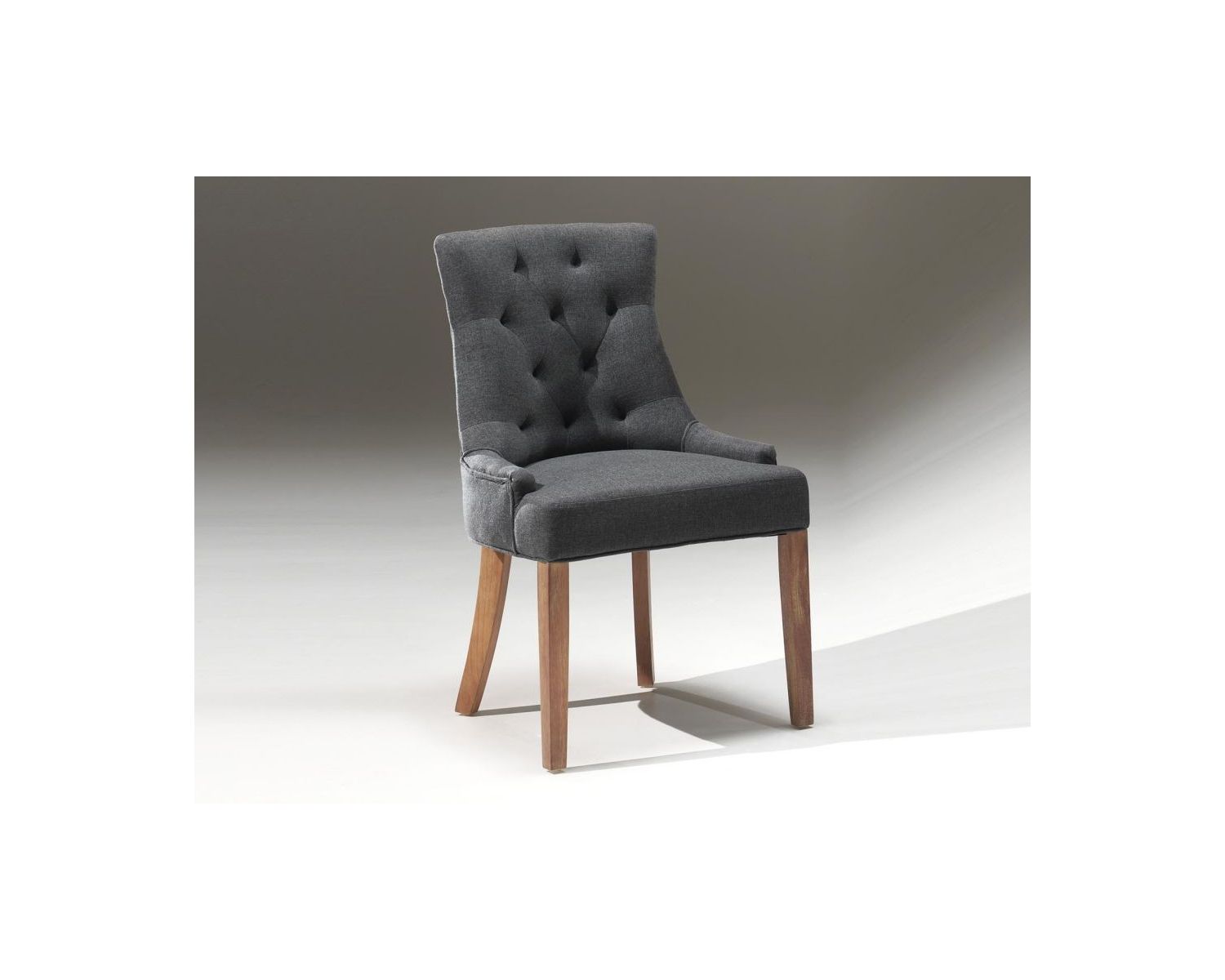 Set di 2 sedie "Charme" grigie con schienale imbottito in tessuto e legno