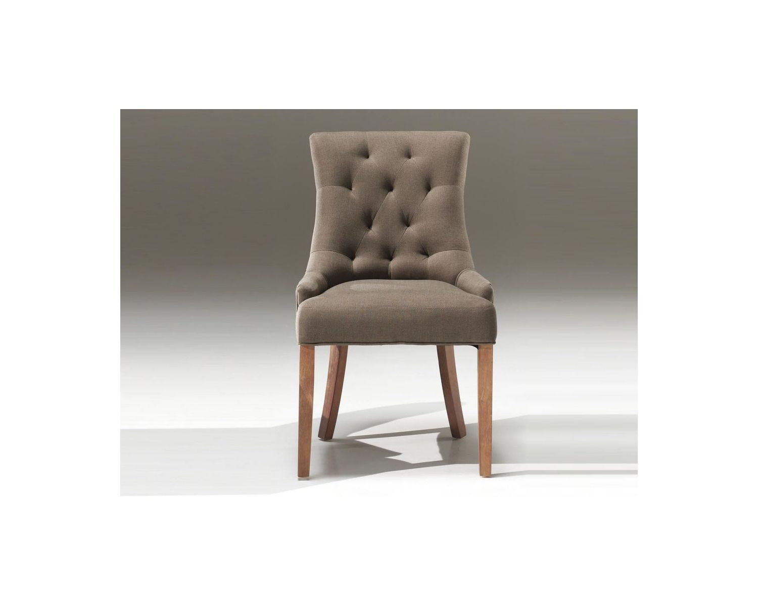 Set di 2 eleganti sedie imbottite color tortora in tessuto "Charme" e legno