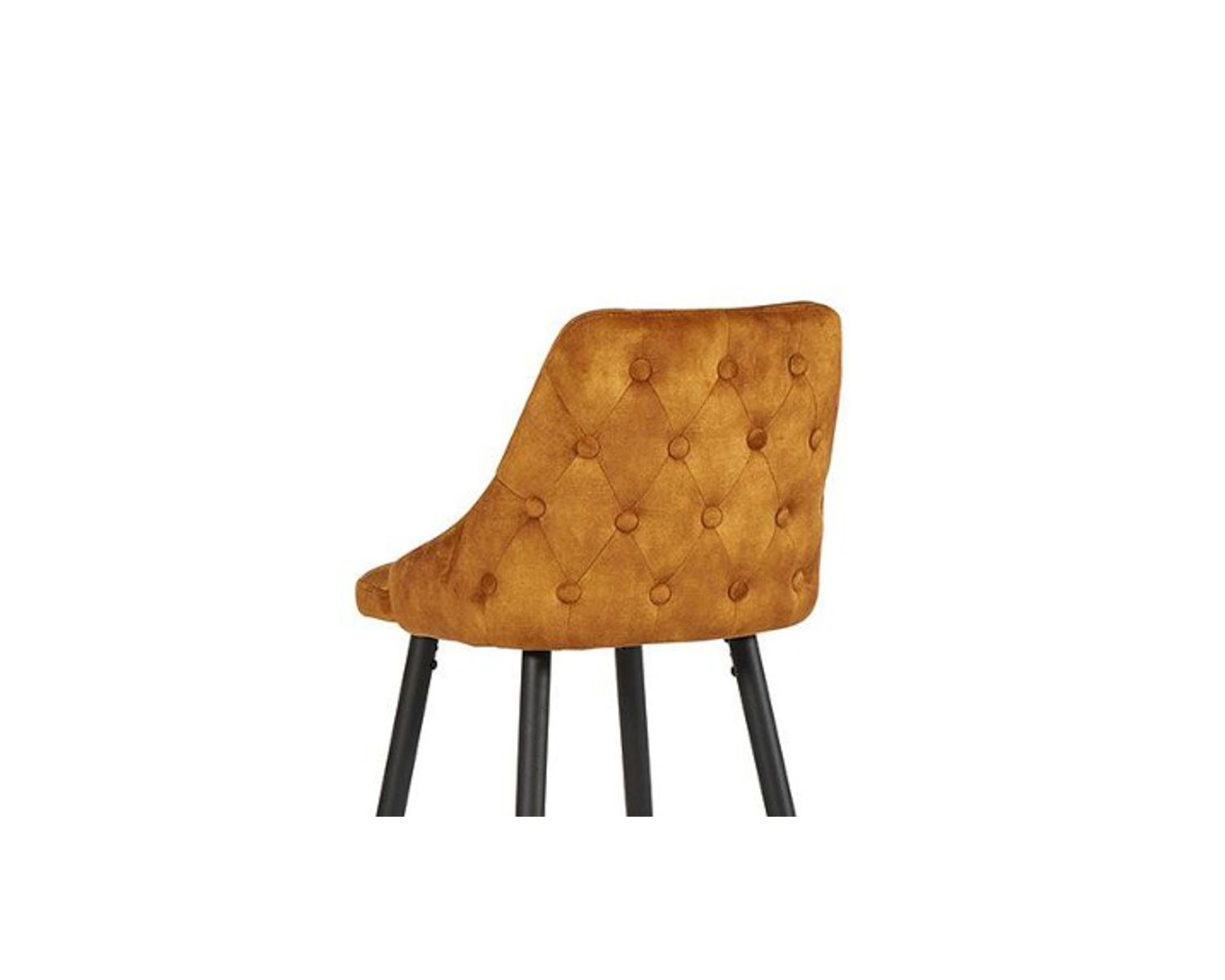 Set di 2 seggioloni "Casta" in tessuto di velluto ocra con gambe in metallo nero