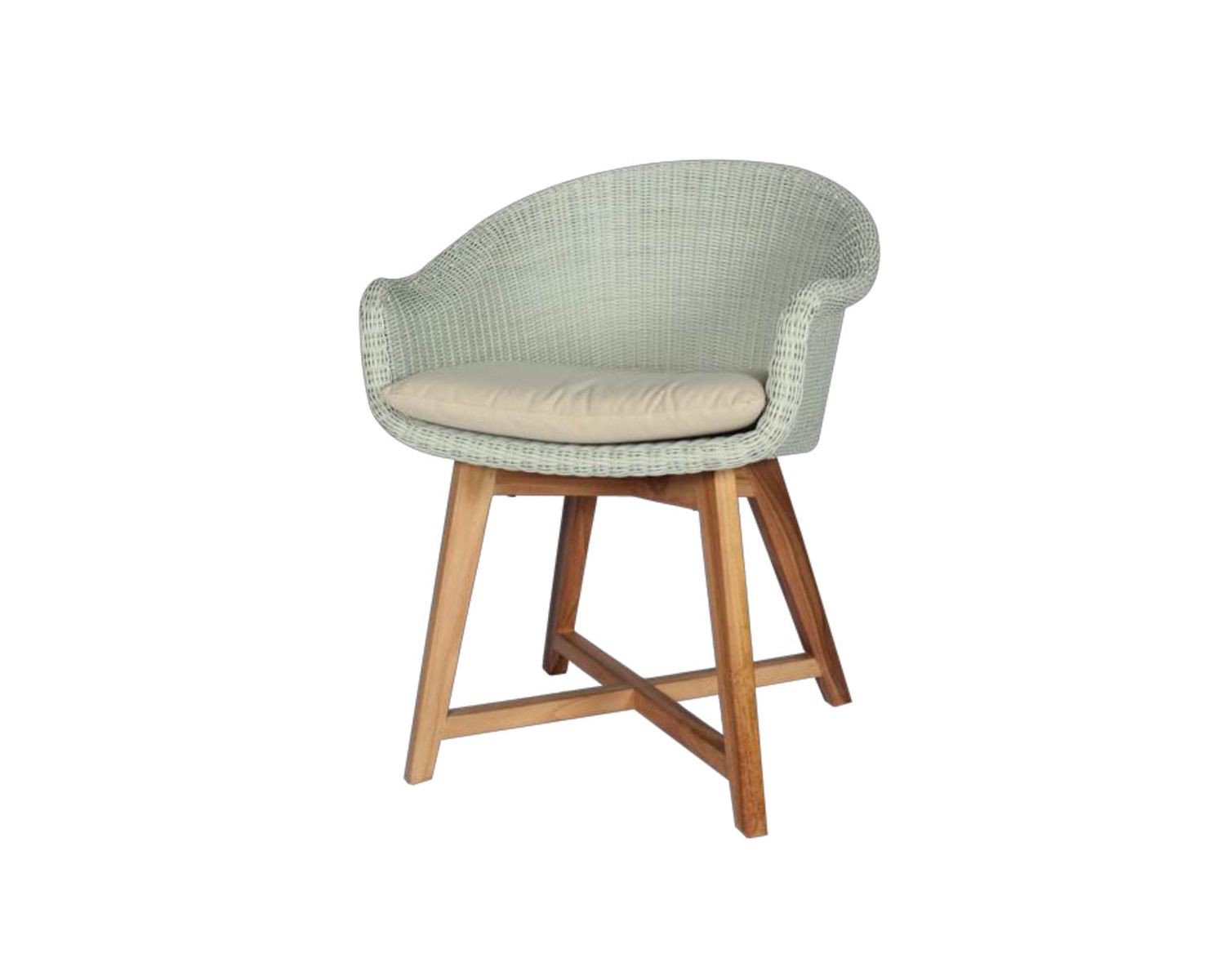 Sedia da giardino "Biarritz" in teak e rattan bianco imitazione resina