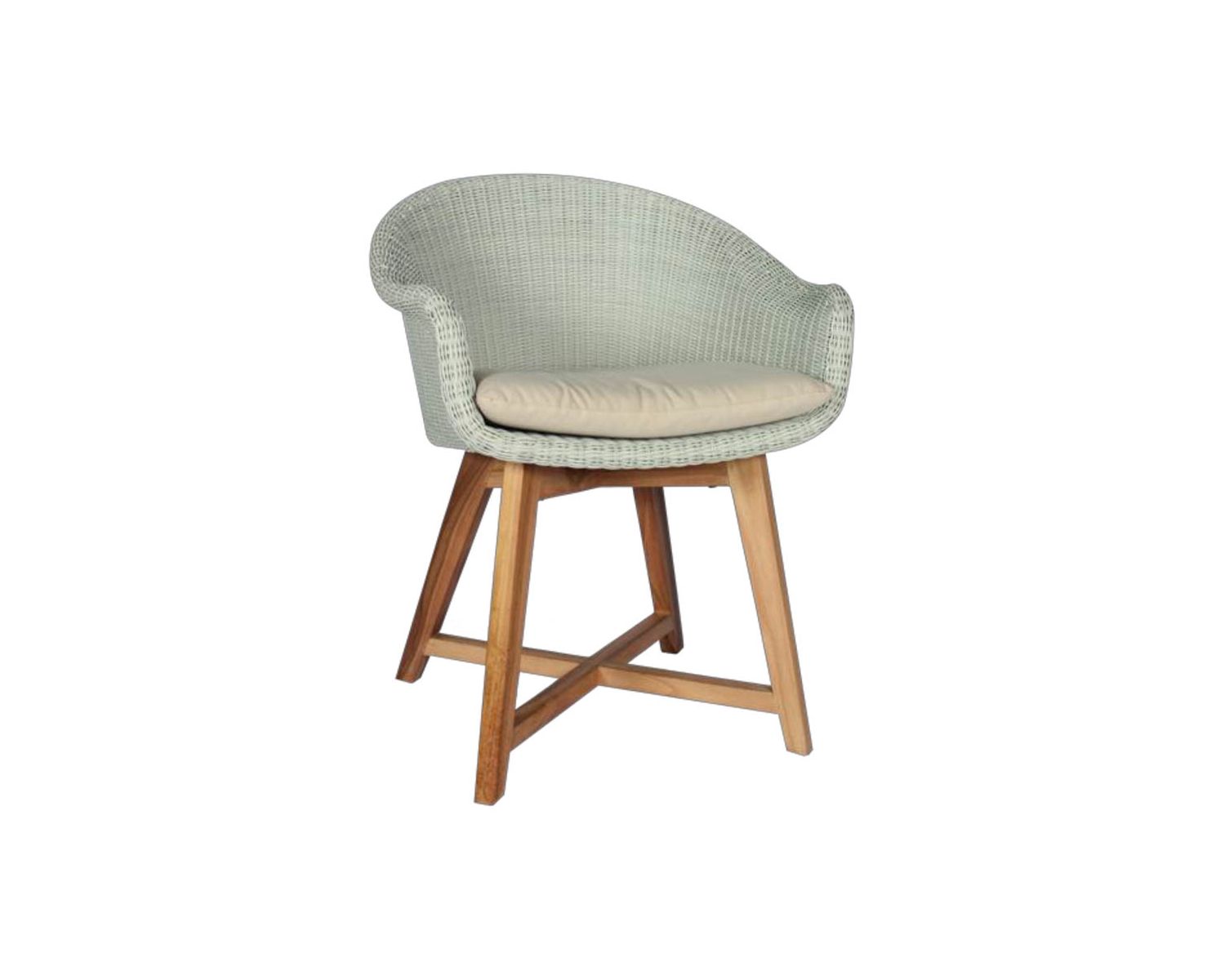 Sedia da giardino "Biarritz" in teak e rattan bianco imitazione resina