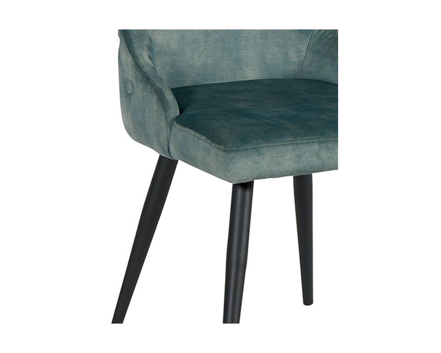 Set di 2 sedie "Casta" in stile vintage in metallo nero e tessuto blu petrolio