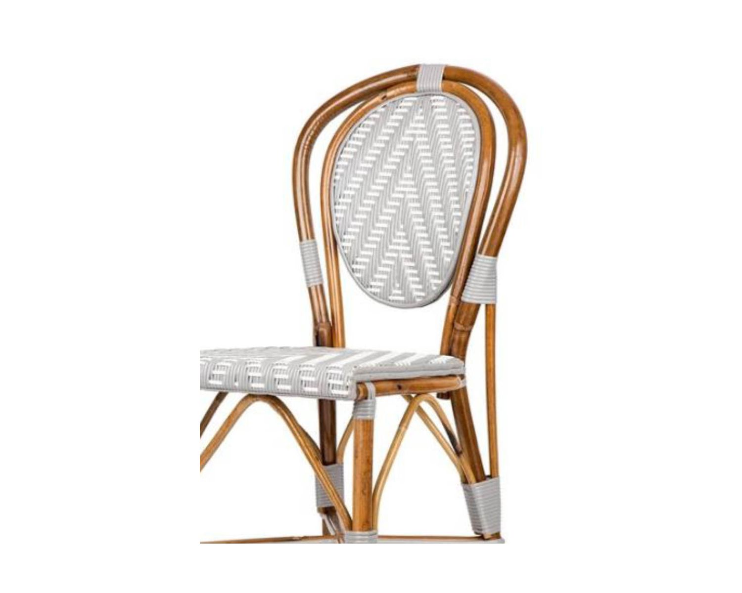 Sedia da esterno "Biarritz" in rattan e intreccio bianco e grigio