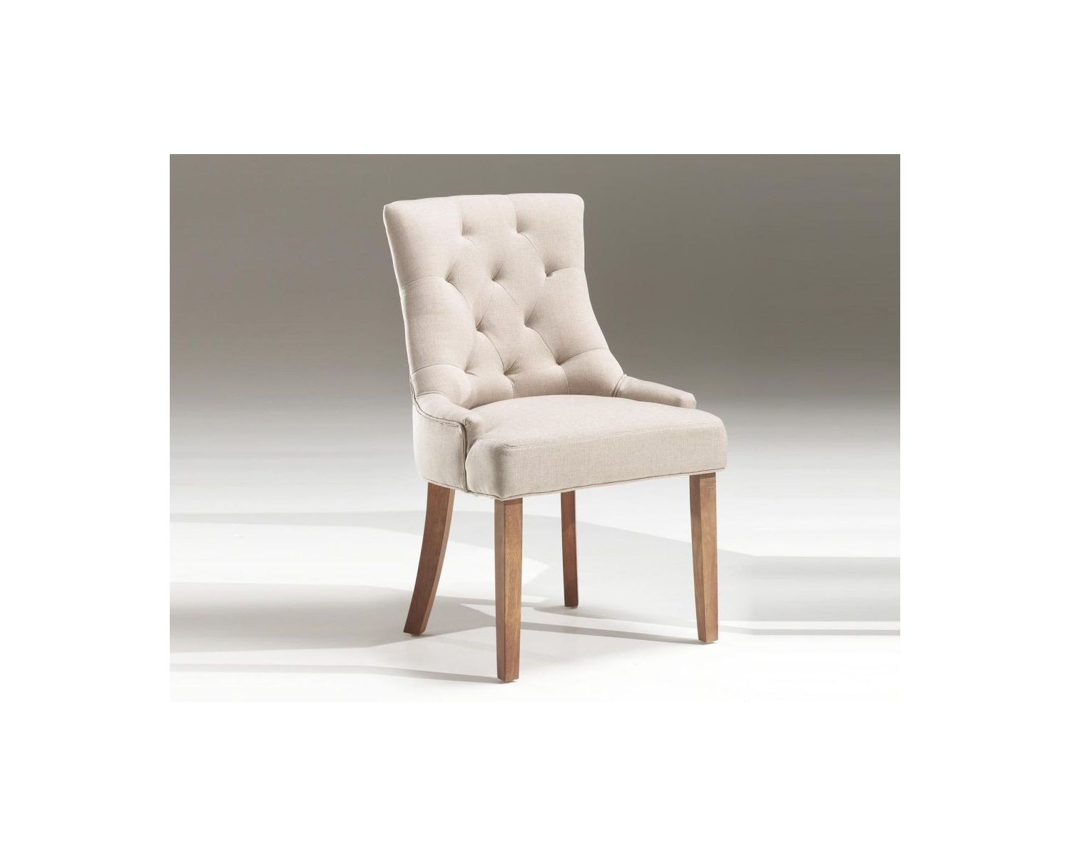 Set di 2 eleganti sedie imbottite "Charme" in tessuto ecru e gambe in legno