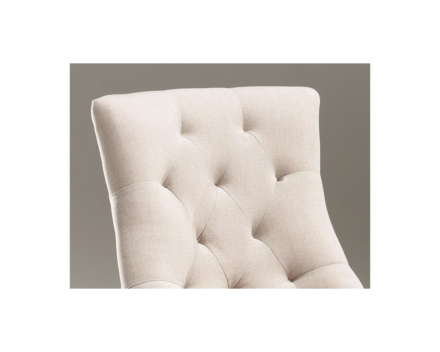 Set di 2 eleganti sedie imbottite "Charme" in tessuto ecru e gambe in legno