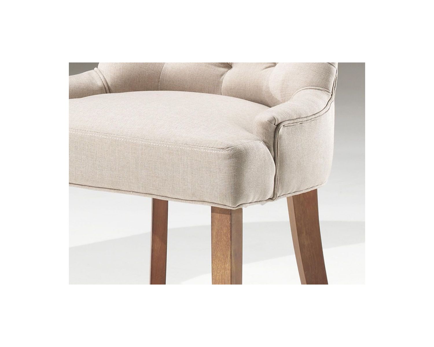 Set di 2 eleganti sedie imbottite "Charme" in tessuto ecru e gambe in legno