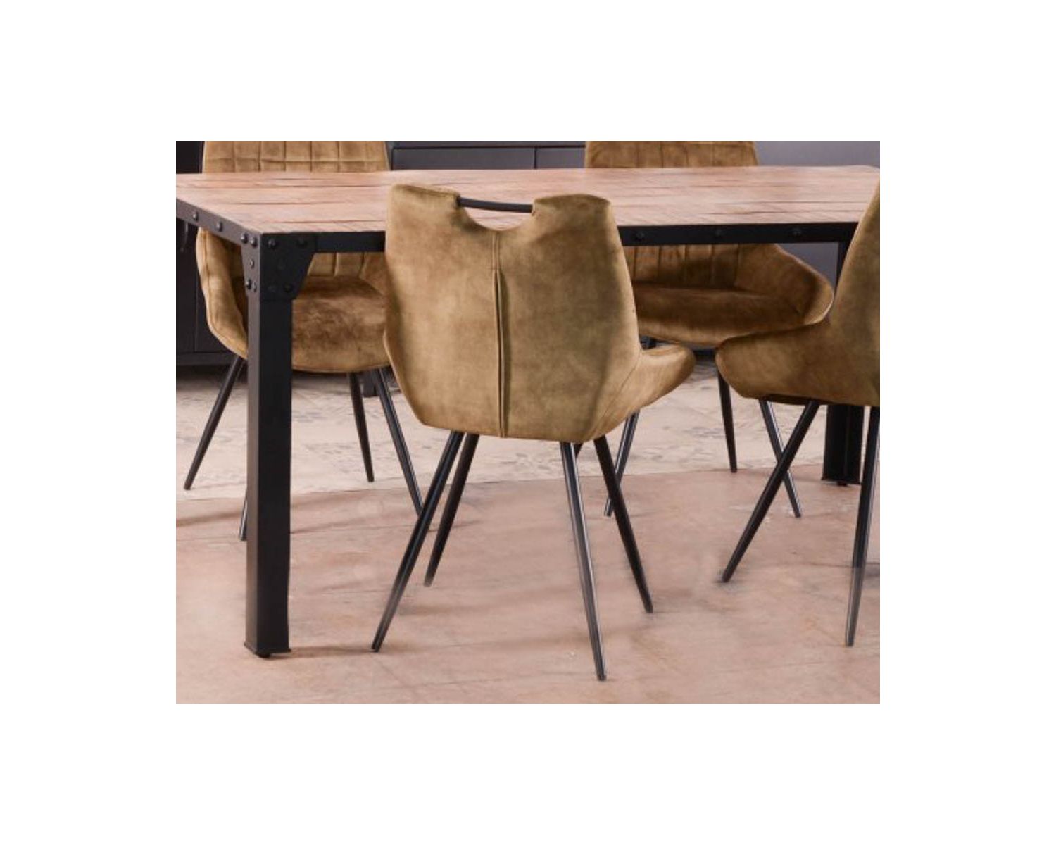 Set di 4 sedie Casita "Dina" in velluto giallo senape e nero