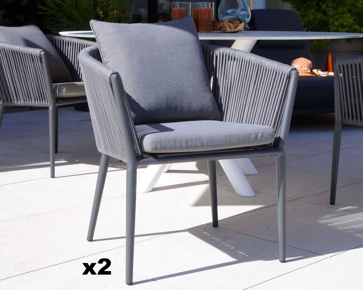 Set di 2 sedie da giardino contemporanee "Cheverny" ultra-confortevoli