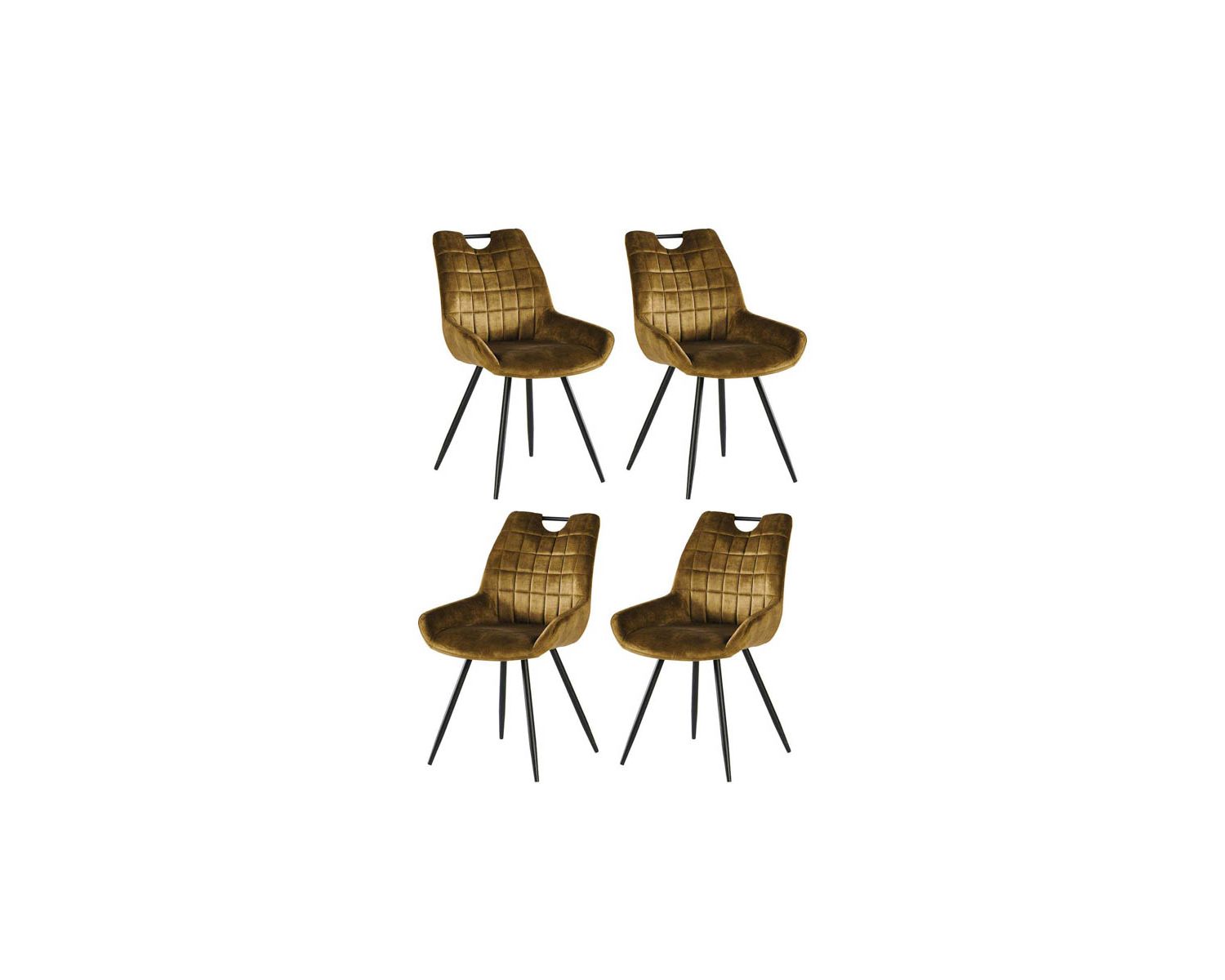 Set di 4 sedie scandinave "Dina" in tessuto kaki con gambe in metallo nero