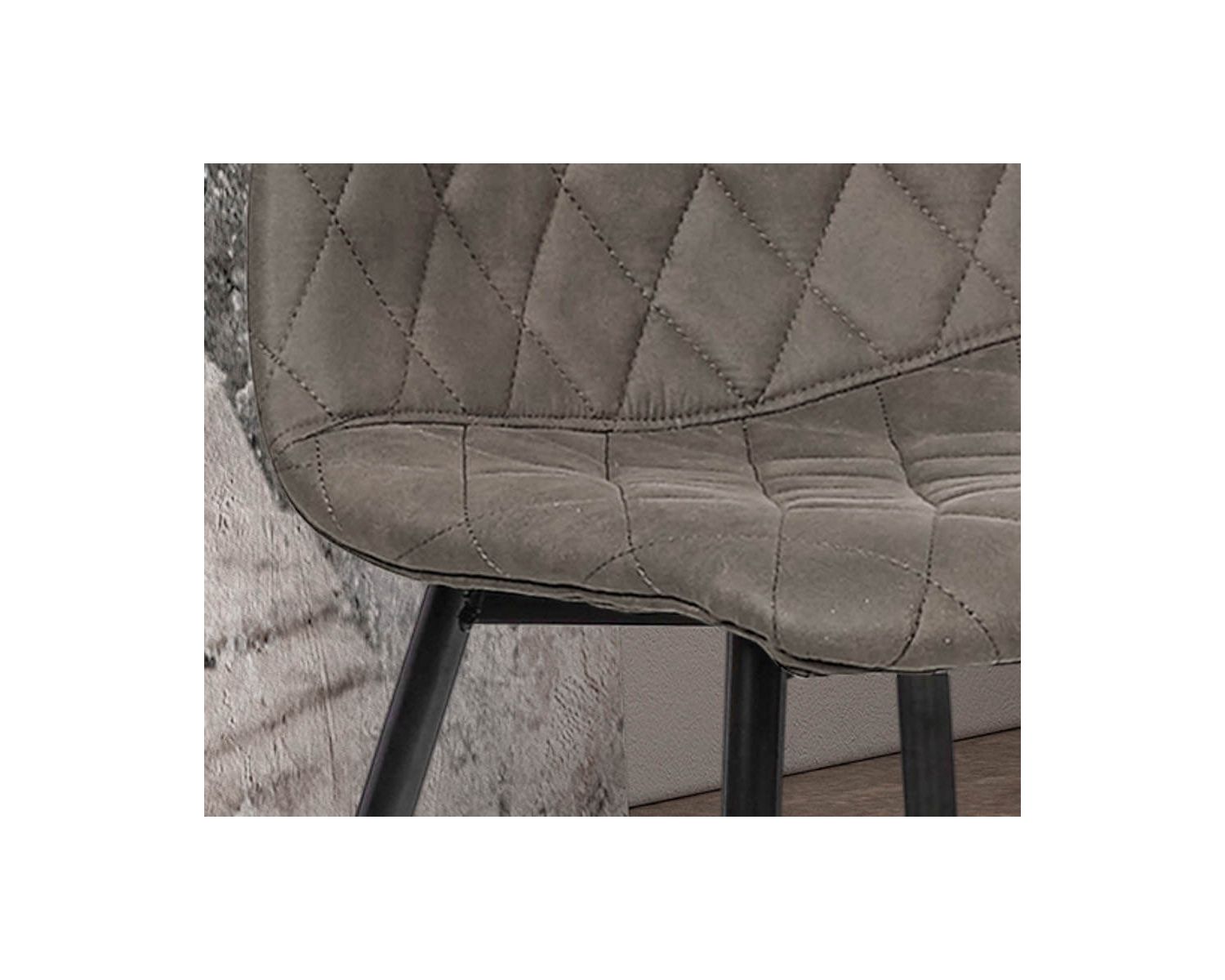 Set di 2 sedie imbottite in microfibra grigia "Miro" con gambe in metallo nero