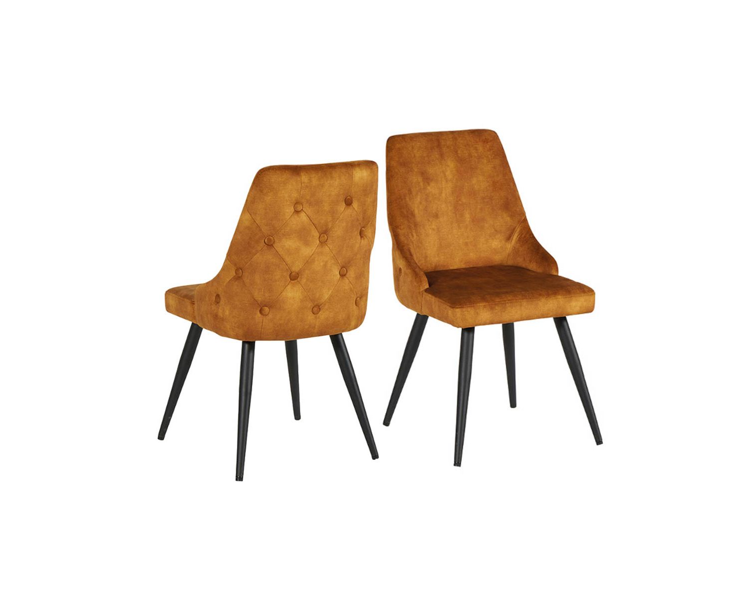 Set di 2 sedie "Casta" in stile vintage con schienale imbottito color ocra