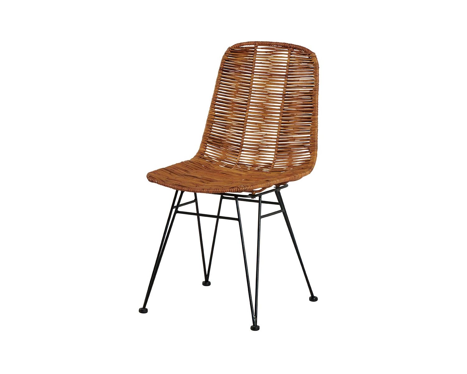 Sedia di design "Steen" Casita in rattan naturale e metallo nero