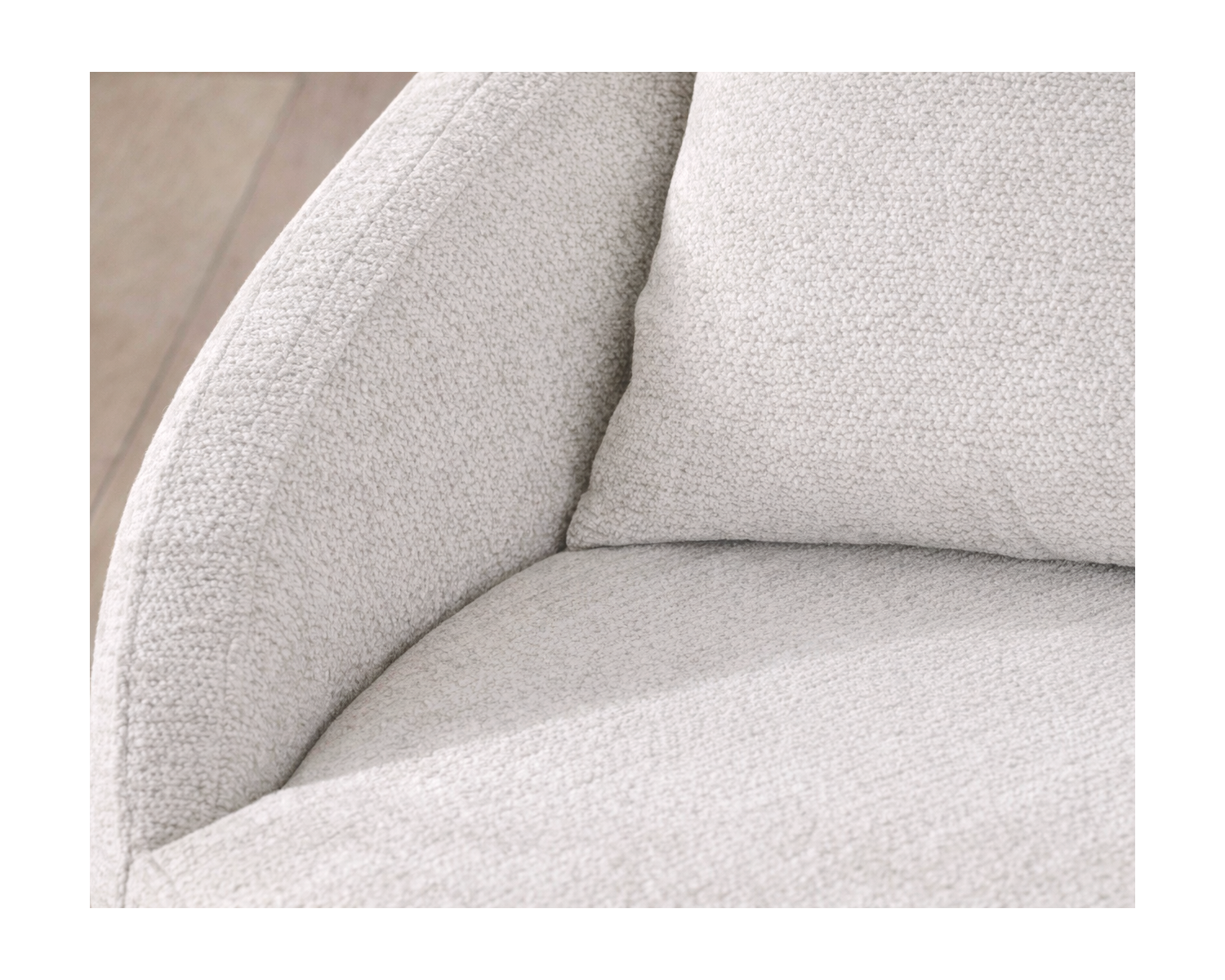 Poltrona rotonda "Sweet Culture" 120 cm in tessuto bianco screziato e cuscini in velluto a coste