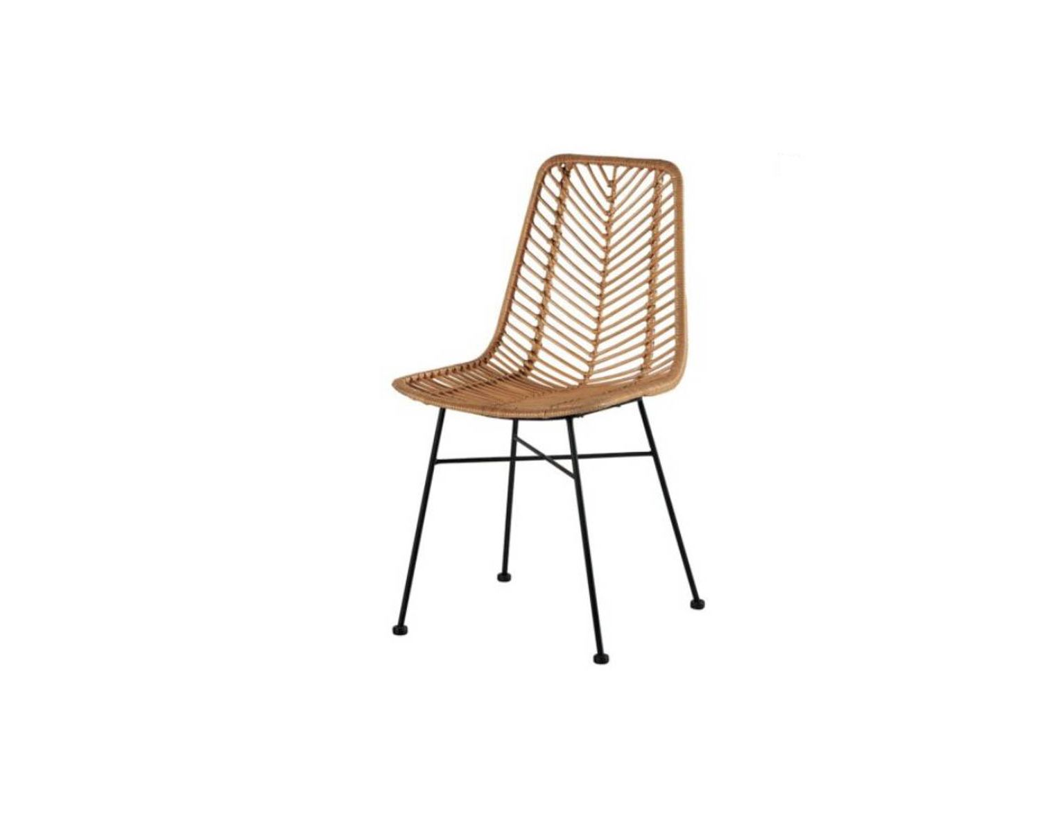 Sedia da pranzo in rattan "Coco" con gambe in metallo