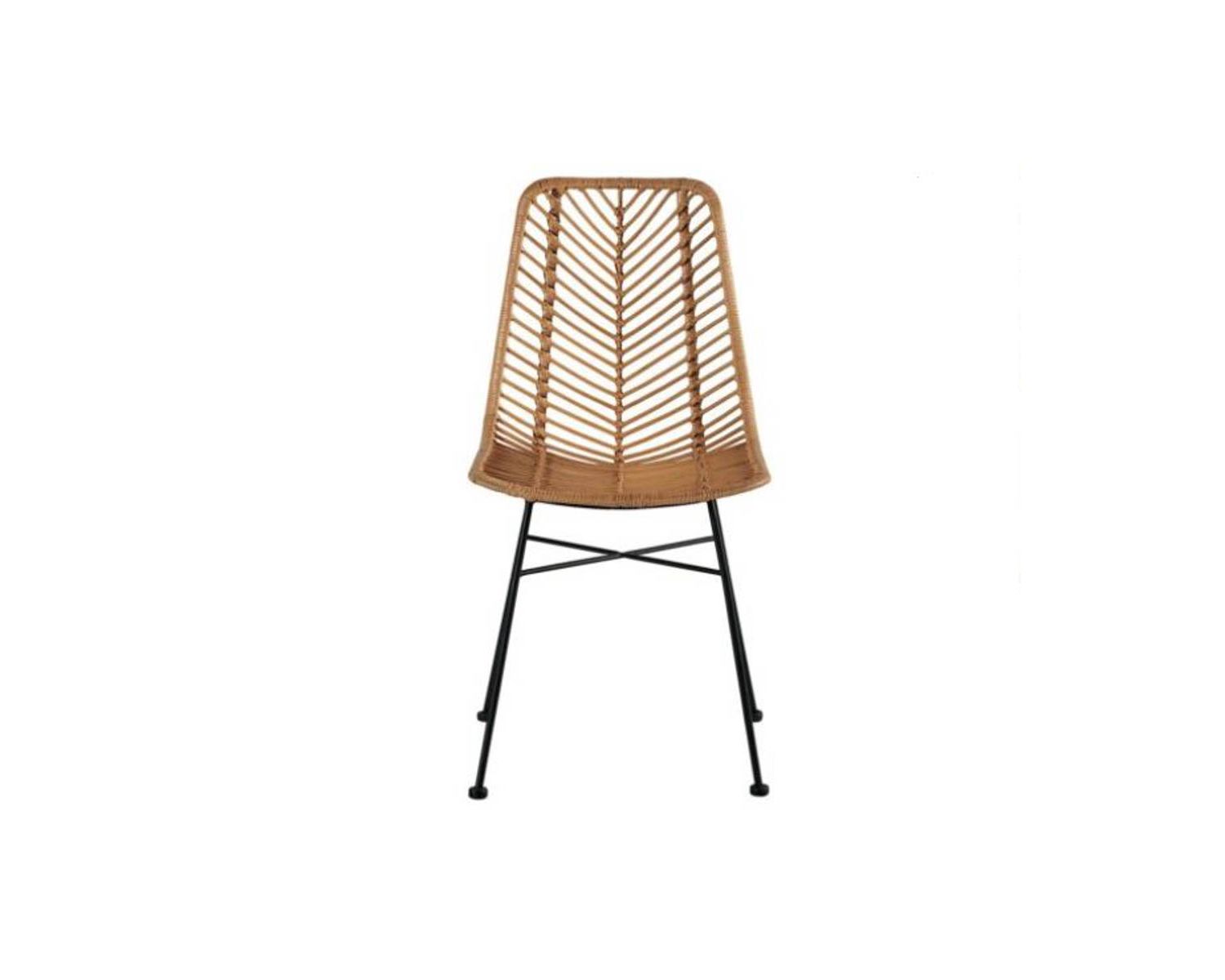 Sedia da pranzo in rattan "Coco" con gambe in metallo