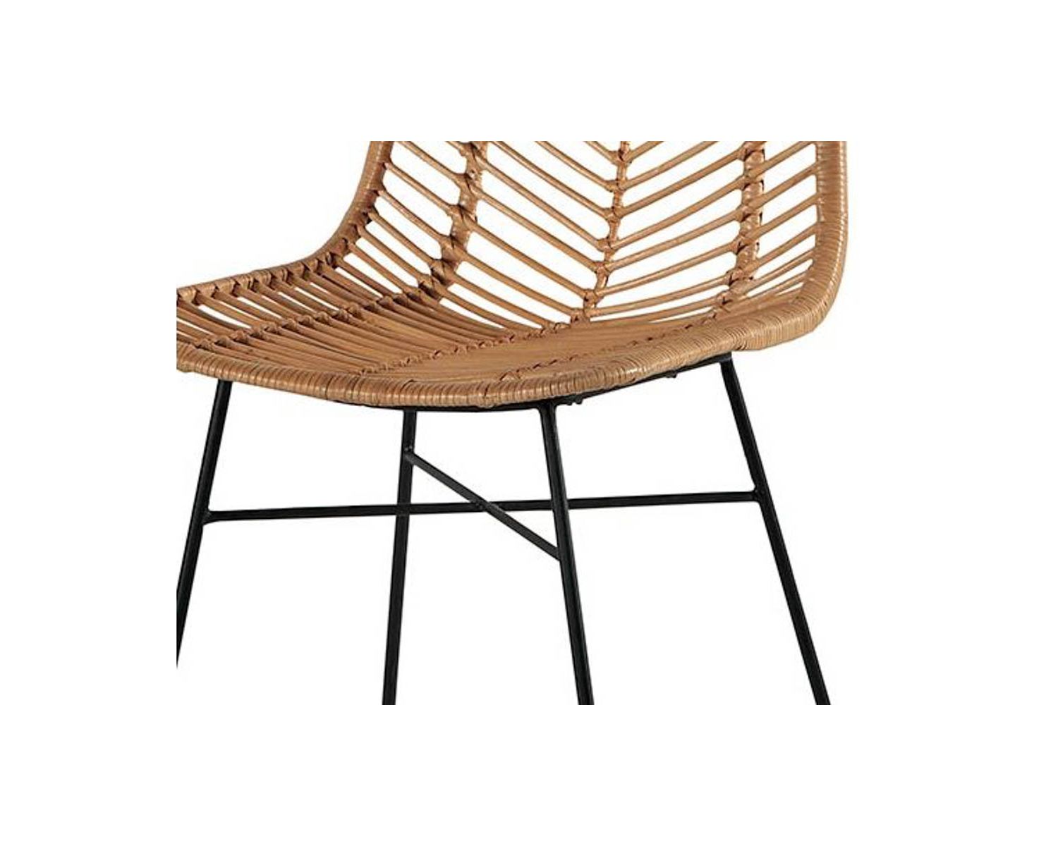 Sedia da pranzo in rattan "Coco" con gambe in metallo