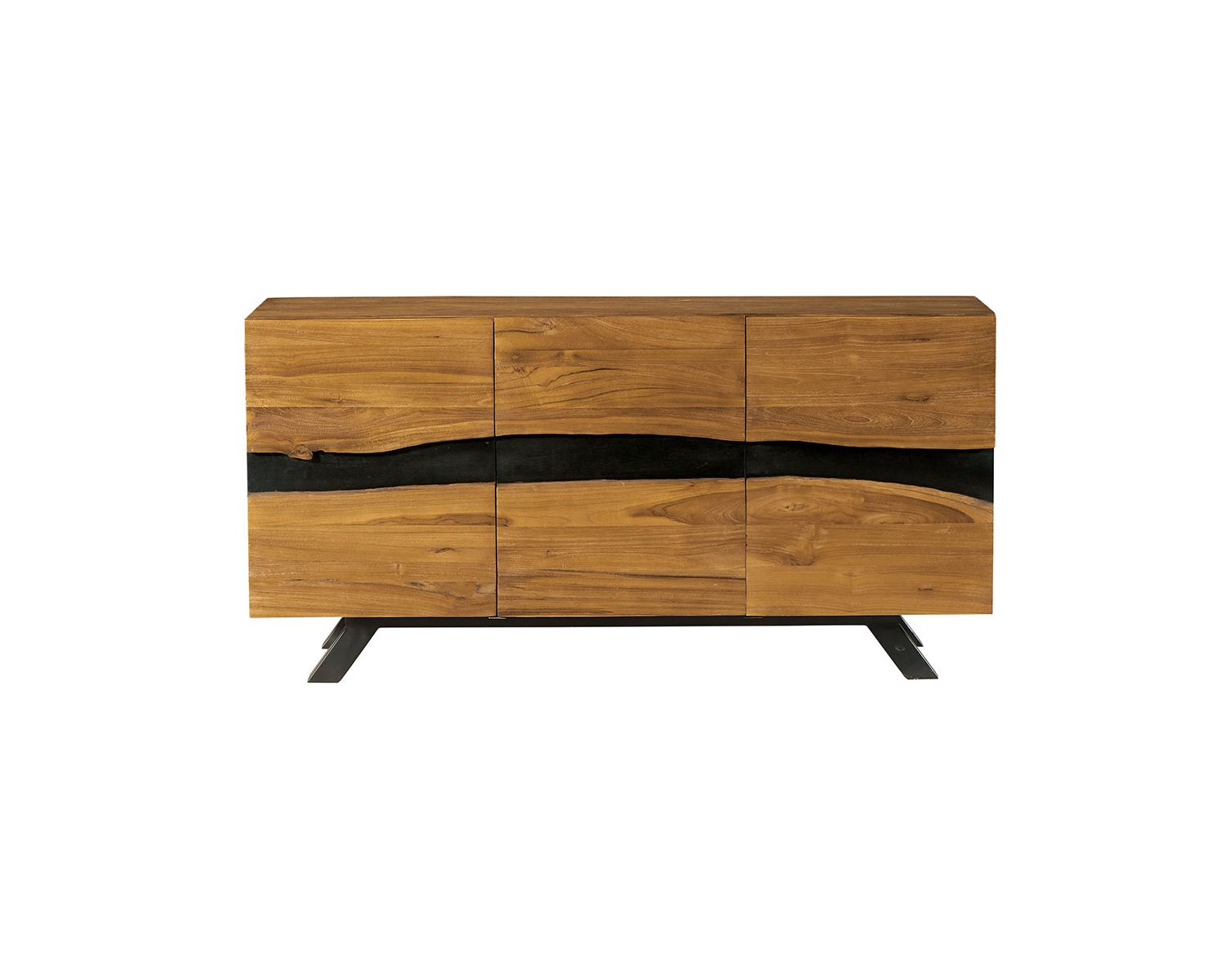 Credenza a 3 ante "Copley" in design teak grezzo