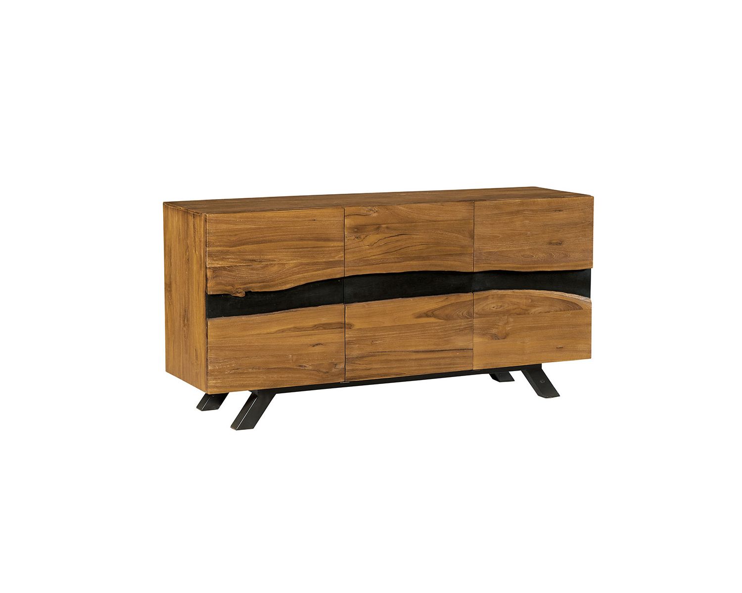 Credenza a 3 ante "Copley" in design teak grezzo