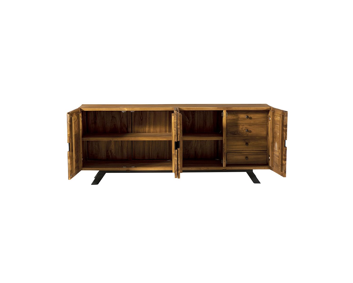 Credenza "Copley" in teak di recupero con motivo "natura grezza"