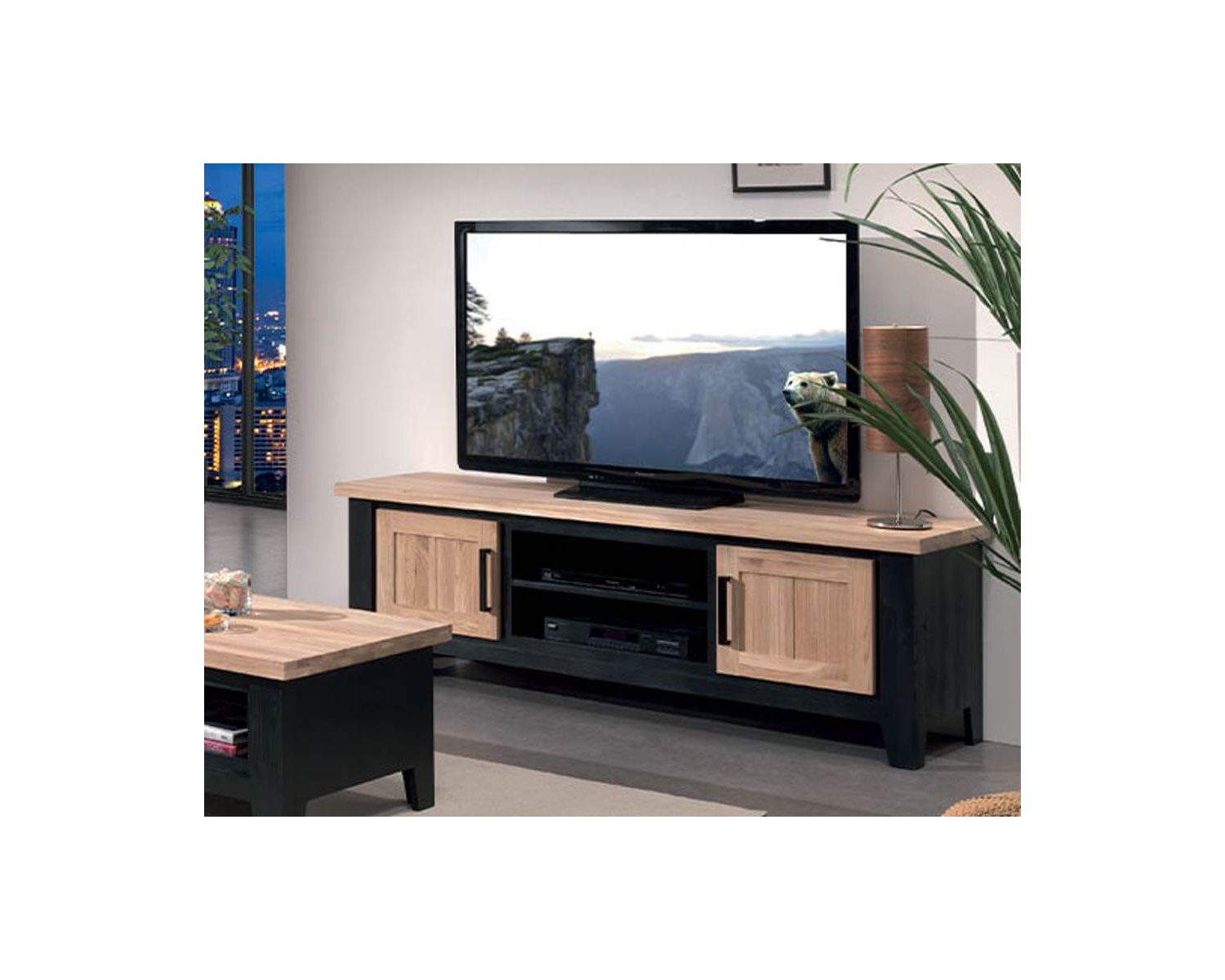 Mobile TV a soppalco "Ashland" a 2 ante e 2 nicchie bicolore