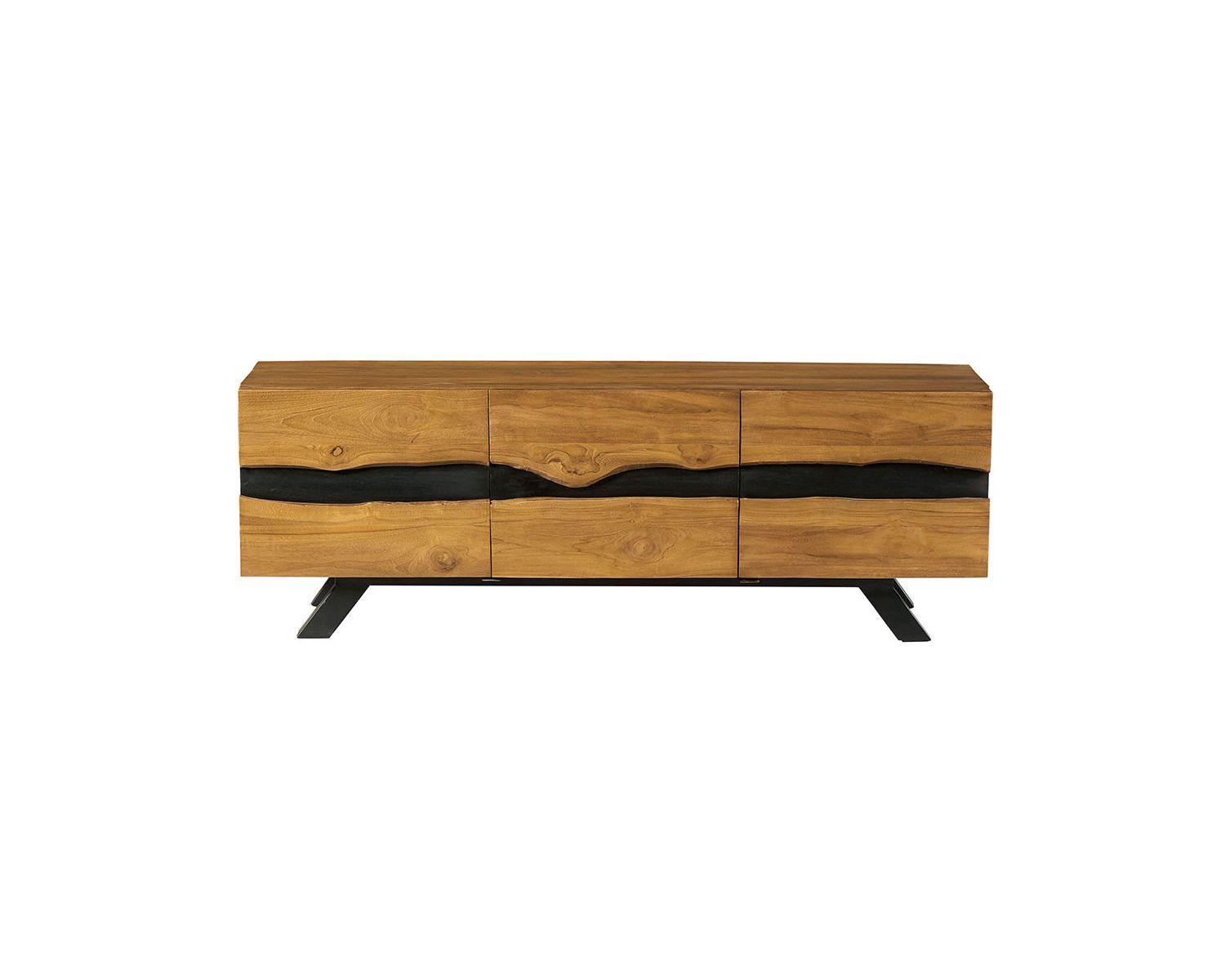 Porta TV "Copley" in teak rigenerato da 160 cm nello spirito della natura grezza