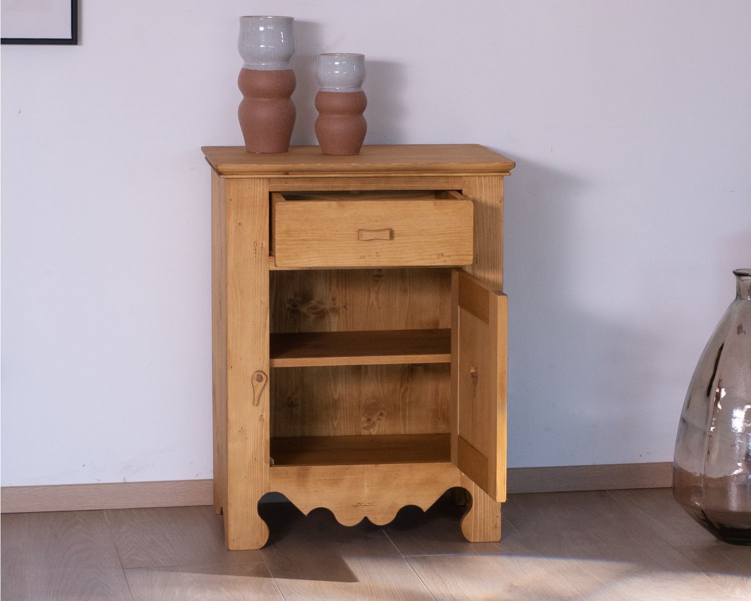 Armadio per marmellate "P'tit Cœur" a 1 anta e 1 cassetto in pino massiccio