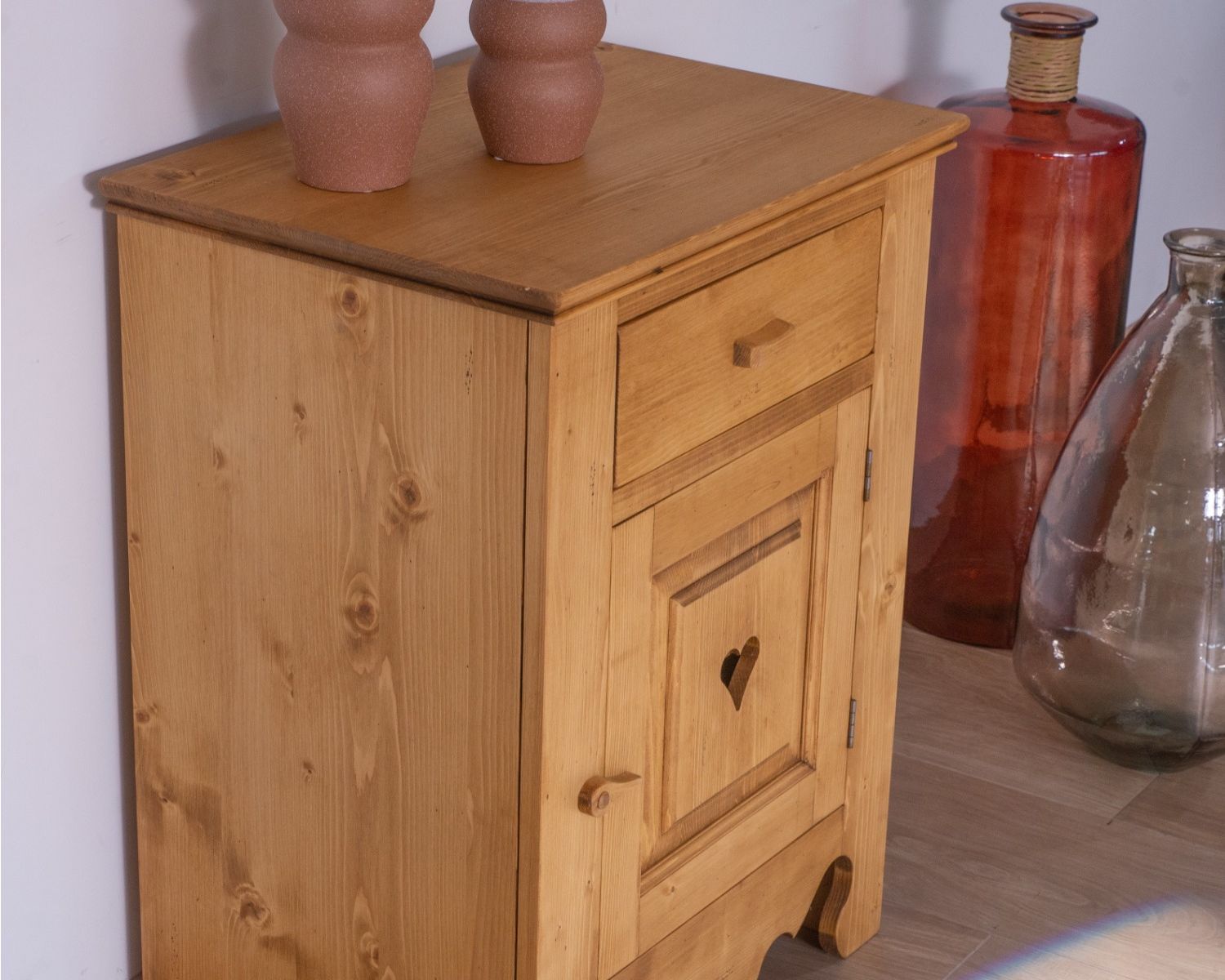 Armadio per marmellate "P'tit Cœur" a 1 anta e 1 cassetto in pino massiccio