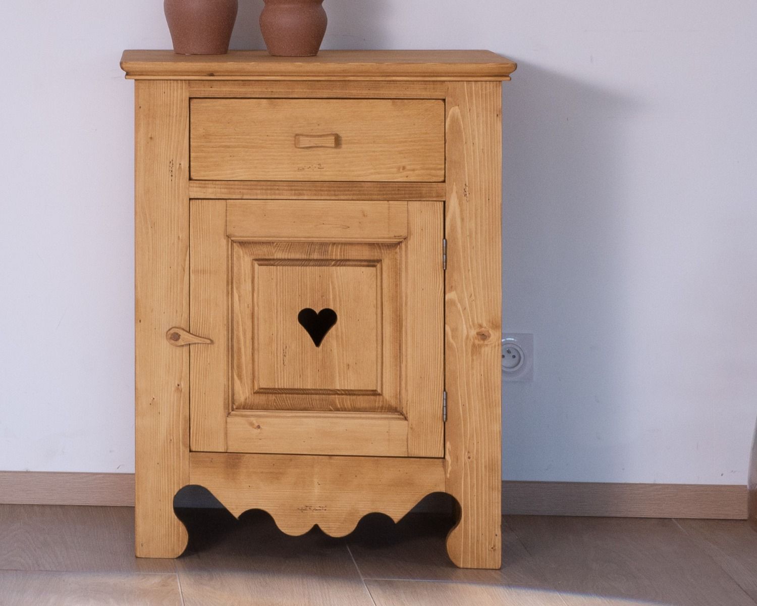 Armadio per marmellate "P'tit Cœur" a 1 anta e 1 cassetto in pino massiccio