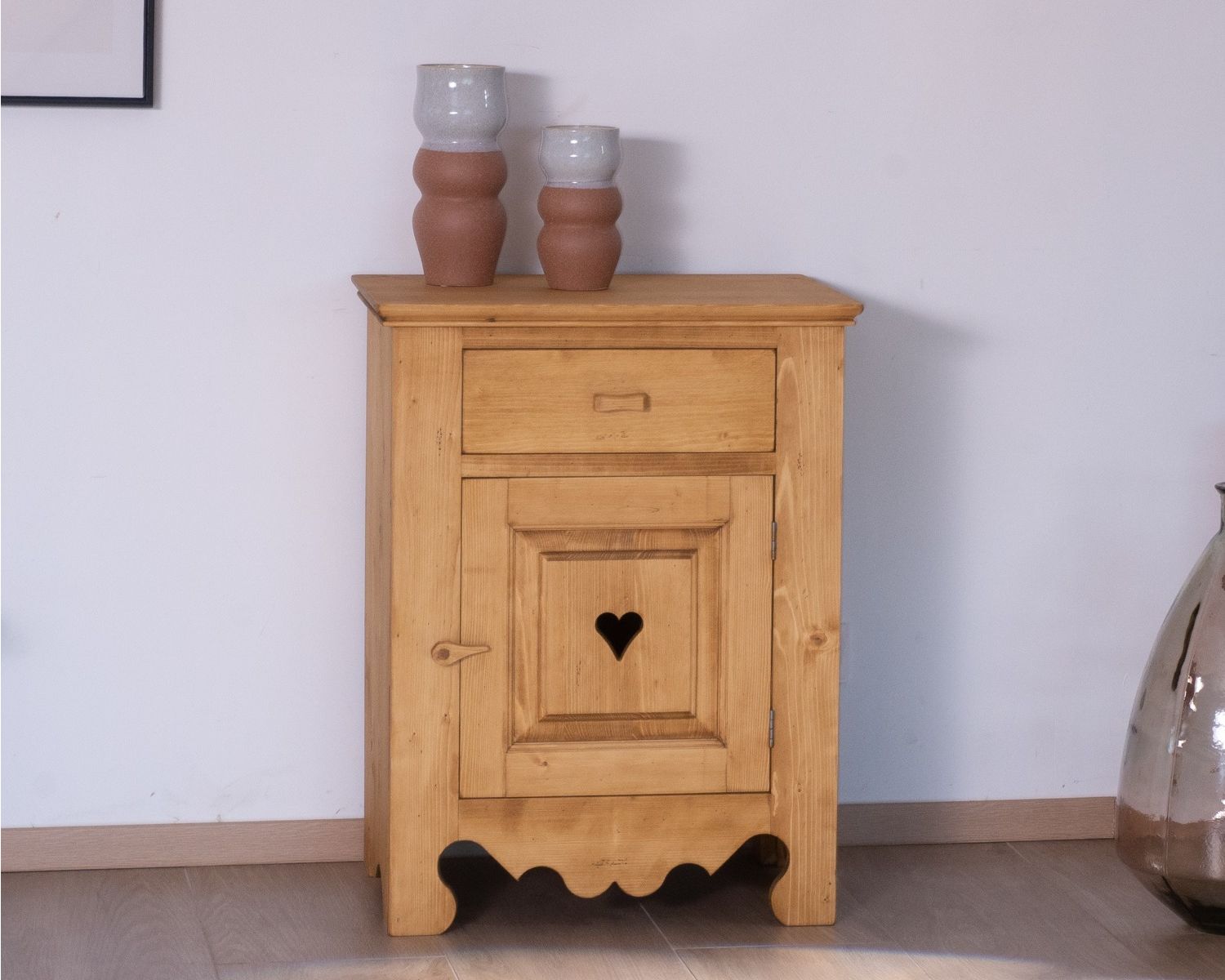Armadio per marmellate "P'tit Cœur" a 1 anta e 1 cassetto in pino massiccio