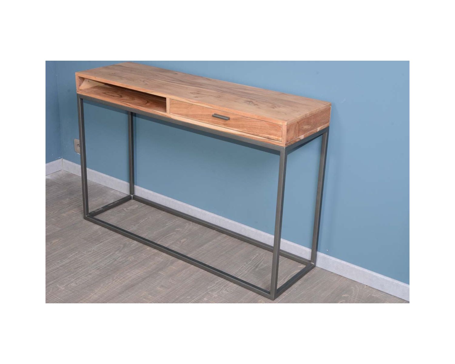 Consolle "Zen" con contenitore in metallo e legno