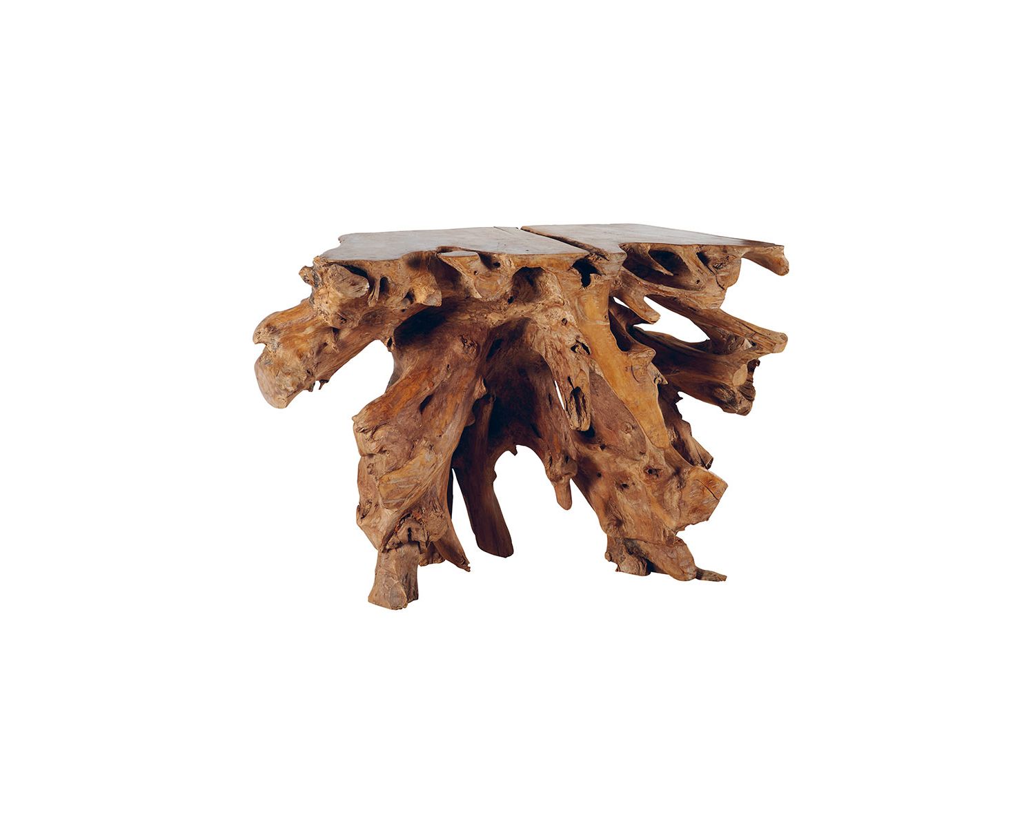 Consolle naturale in radice di teak massiccio 150cm "Sotto il sole