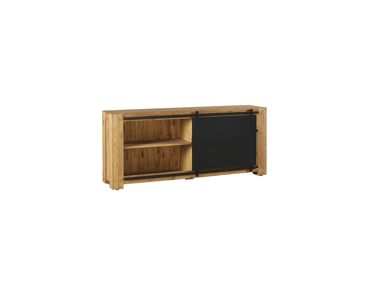 Credenza "Cooper" in pino massiccio con porta scorrevole industriale 200 cm