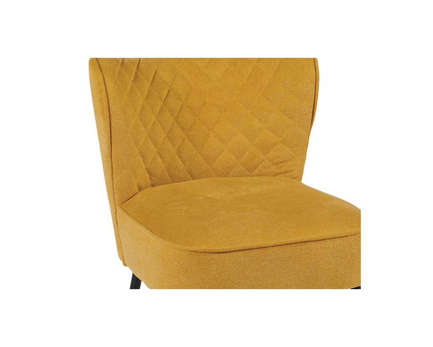 Set di 2 poltrone in tessuto giallo senape "Deka" con gambe a compasso in ferro nero