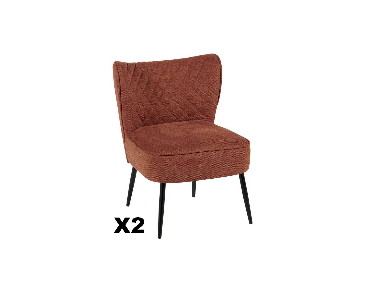 Set di 2 poltrone scandinave "Deka" Casita con gambe nere in tessuto color ruggine