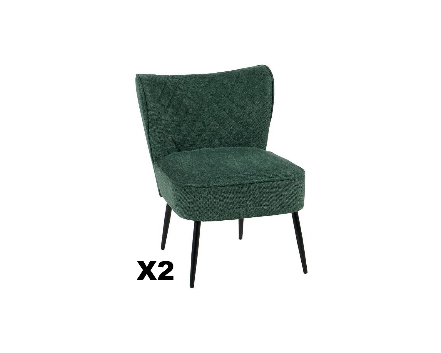 Set di 2 poltrone in tessuto "Deka" verde e nero in stile vintage