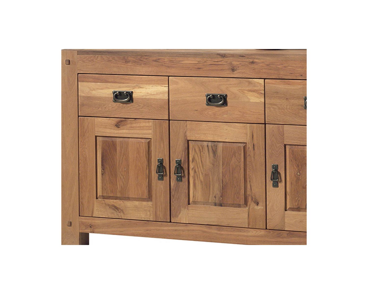 Credenza a 3 ante e 3 cassetti in rovere massiccio oliato "Lodge Casita