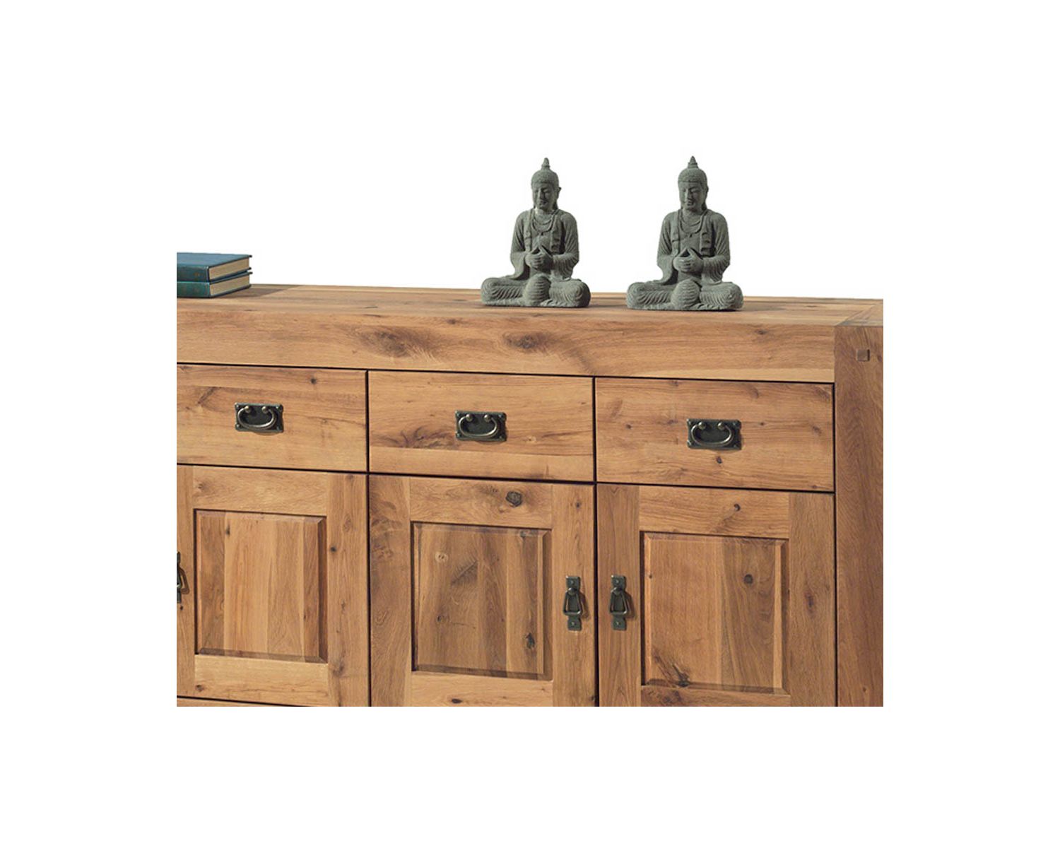 Credenza bassa in rovere massiccio oliato a 4 ante e 4 cassetti "Lodge Casita