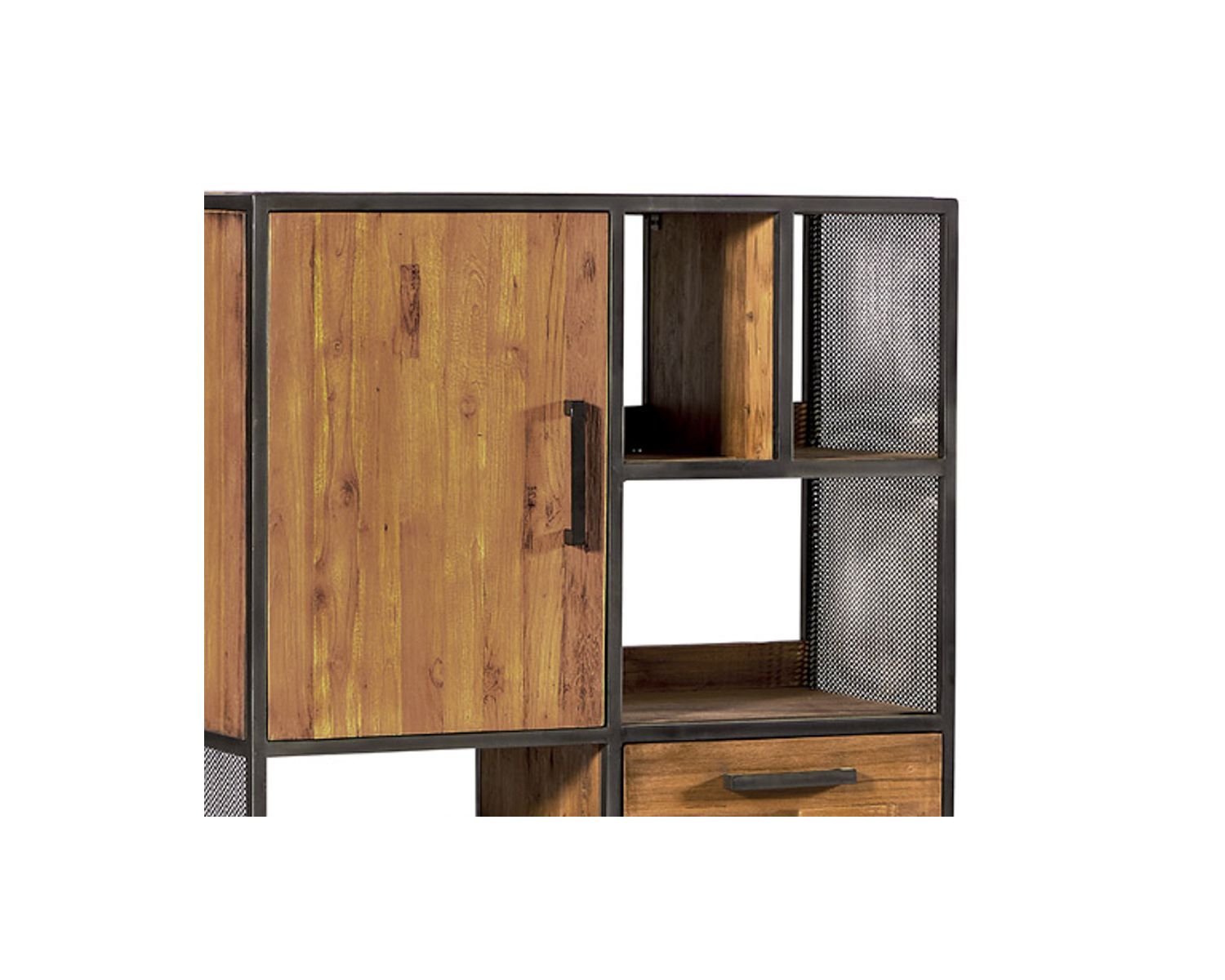 Credenza verticale "Athena" in teak recuperato e ferro antico