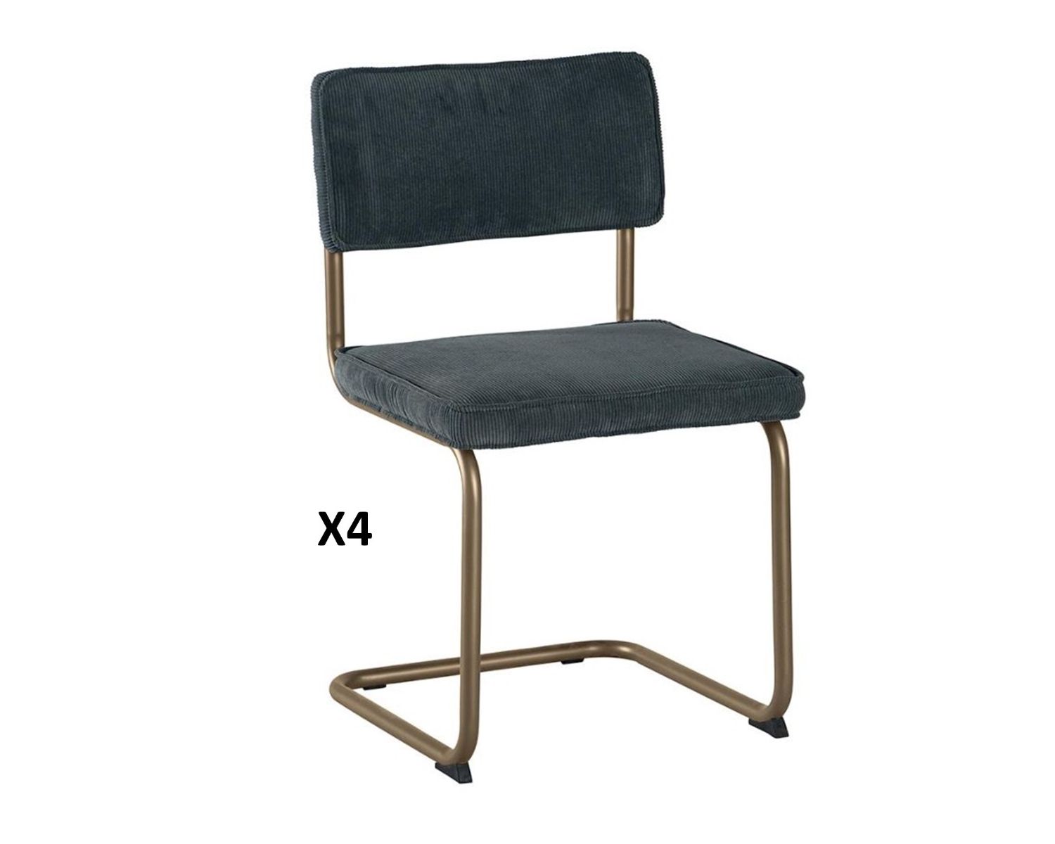 Set di 4 sedie "Caractère" grigie in stile vintage in tessuto e metallo color rame