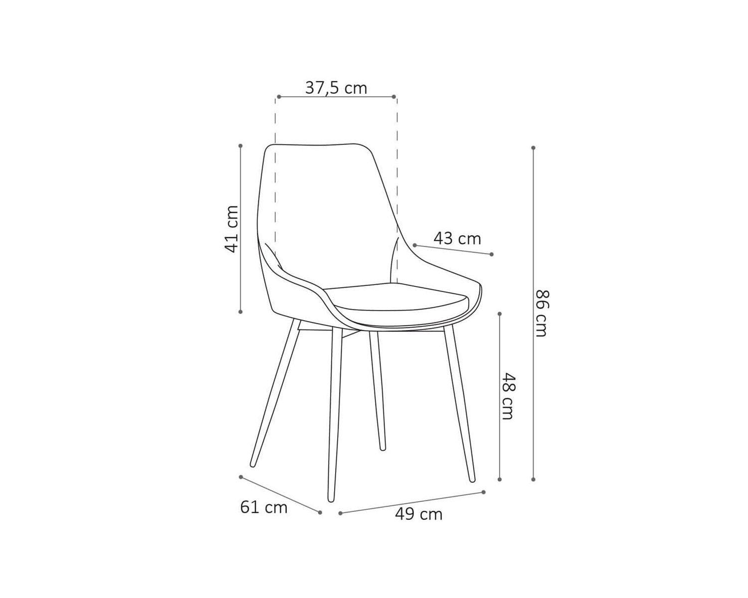 Set di 2 sedie di design "Malo" in metallo nero e tessuto in microfibra marrone