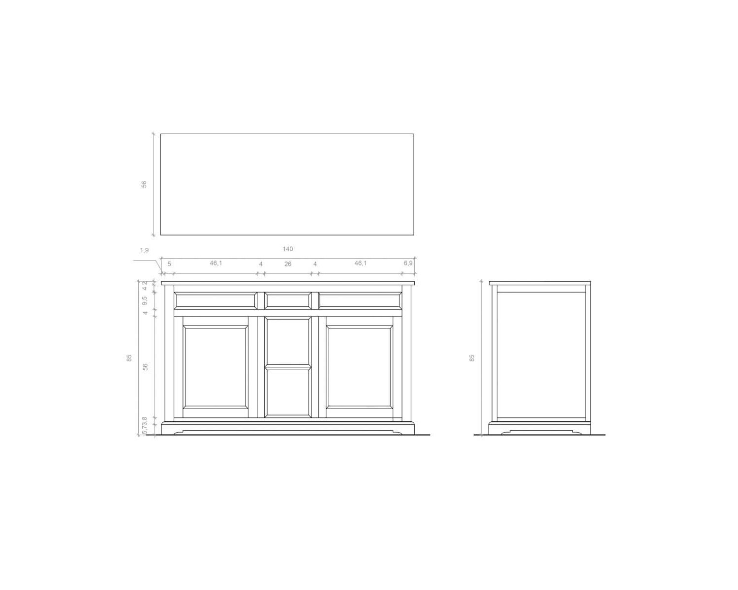 Mobile da bagno "Elegance" nero con piano in quarzo bianco