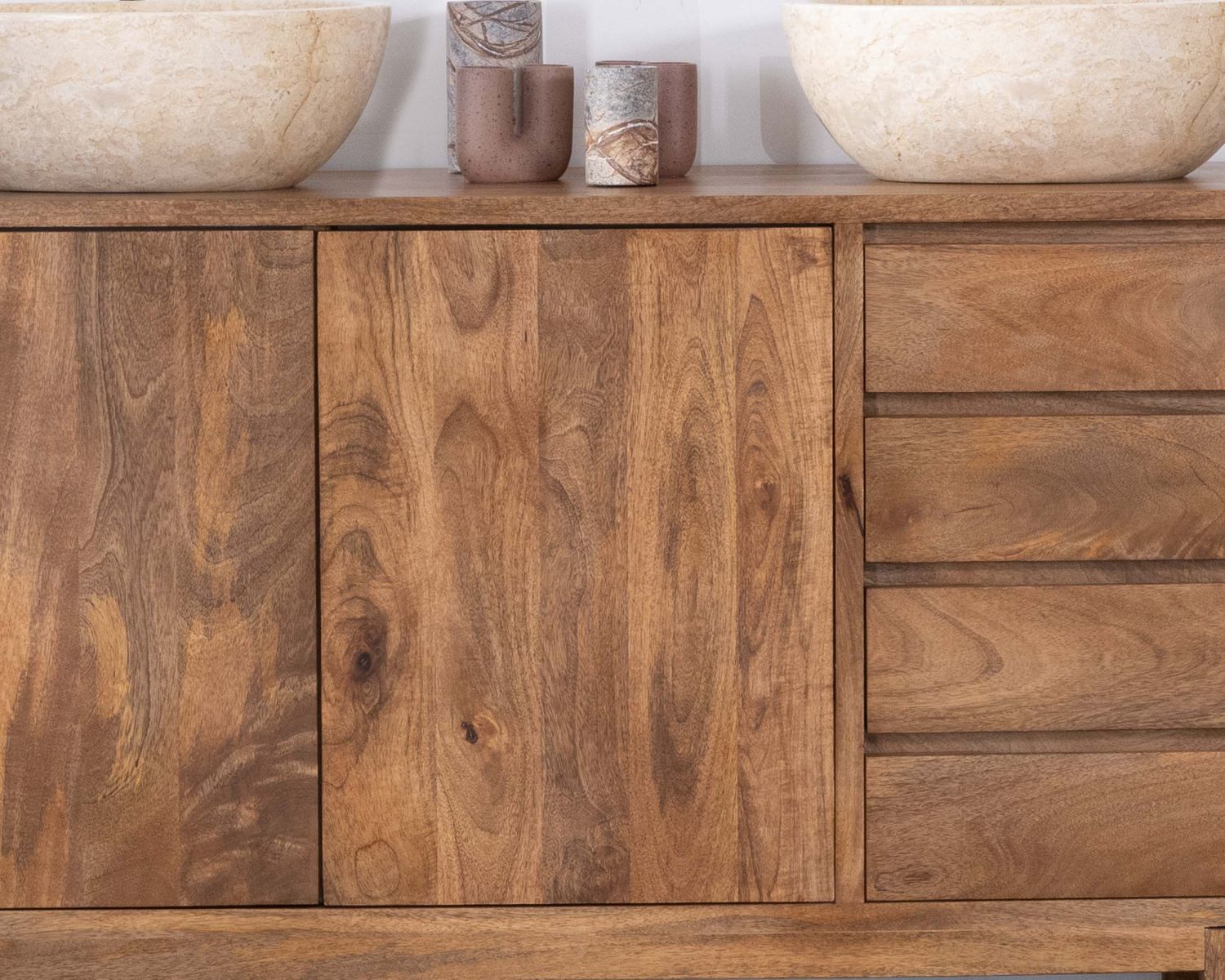 Mobiletto con ante e cassetti "Kahiko" 140 cm mango scuro